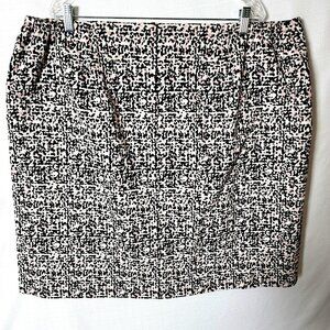 Talbots Pencil Skirt Womens Sz 20W Lined Back Zipper Black White Pink NWT